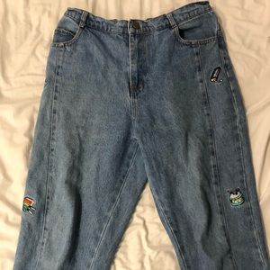 Embroidered blue jeans